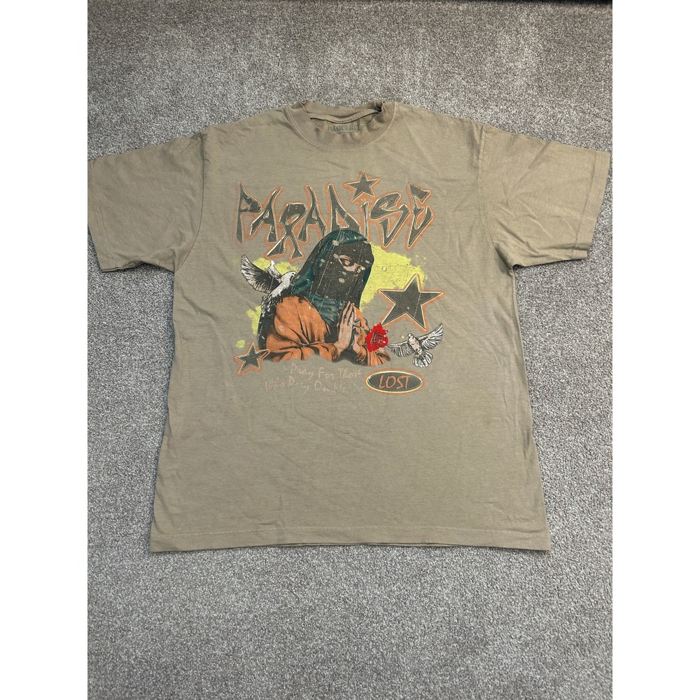 Paradise Lost Graphic T-Shirt Mens L Tan Excellent Pray For Those Who Pray On Me